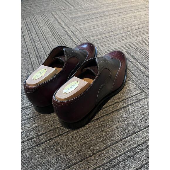 Ace Marks Dress Shoes 9 Burgundy Oxblood & Grey Spectators Oxfords - Picture 5 of 9